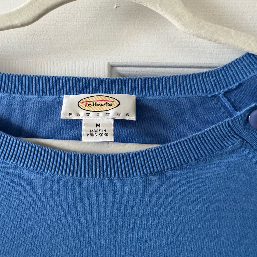 Talbots Sweater, MP, Periwinkle, raglan, three-quarter sleeves, slip over NWOT - Picture 3 of 4
